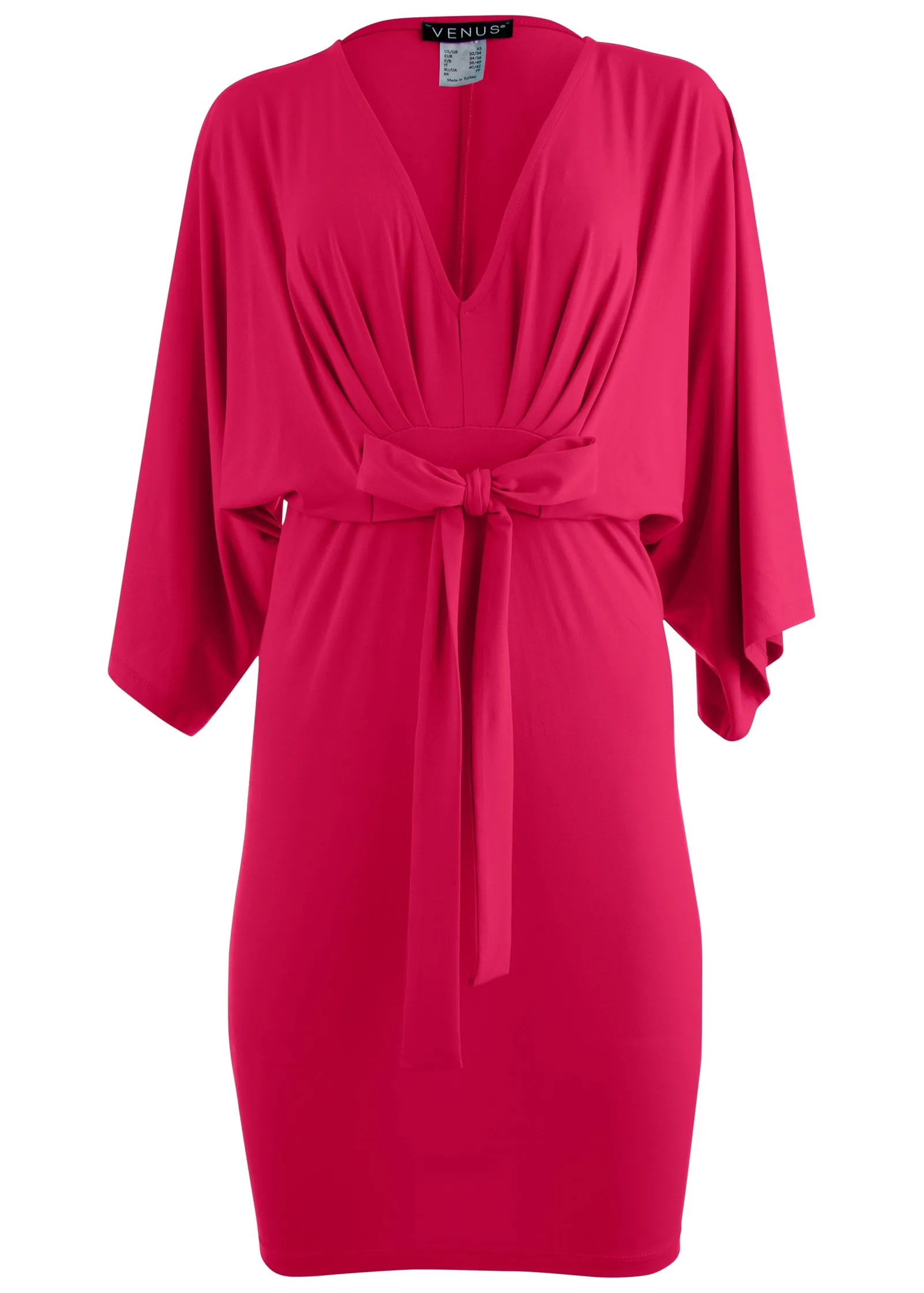 Tie Front Dress - Dark Pink