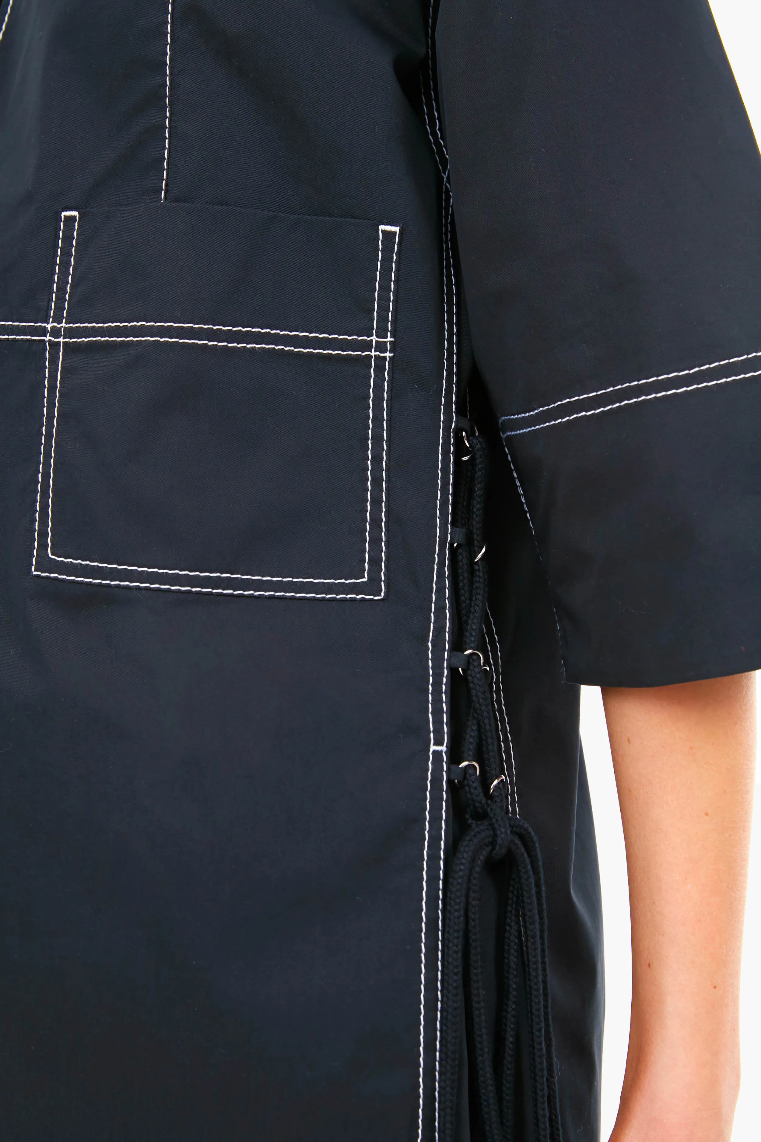 Topstitch Poplin Shirt Dress