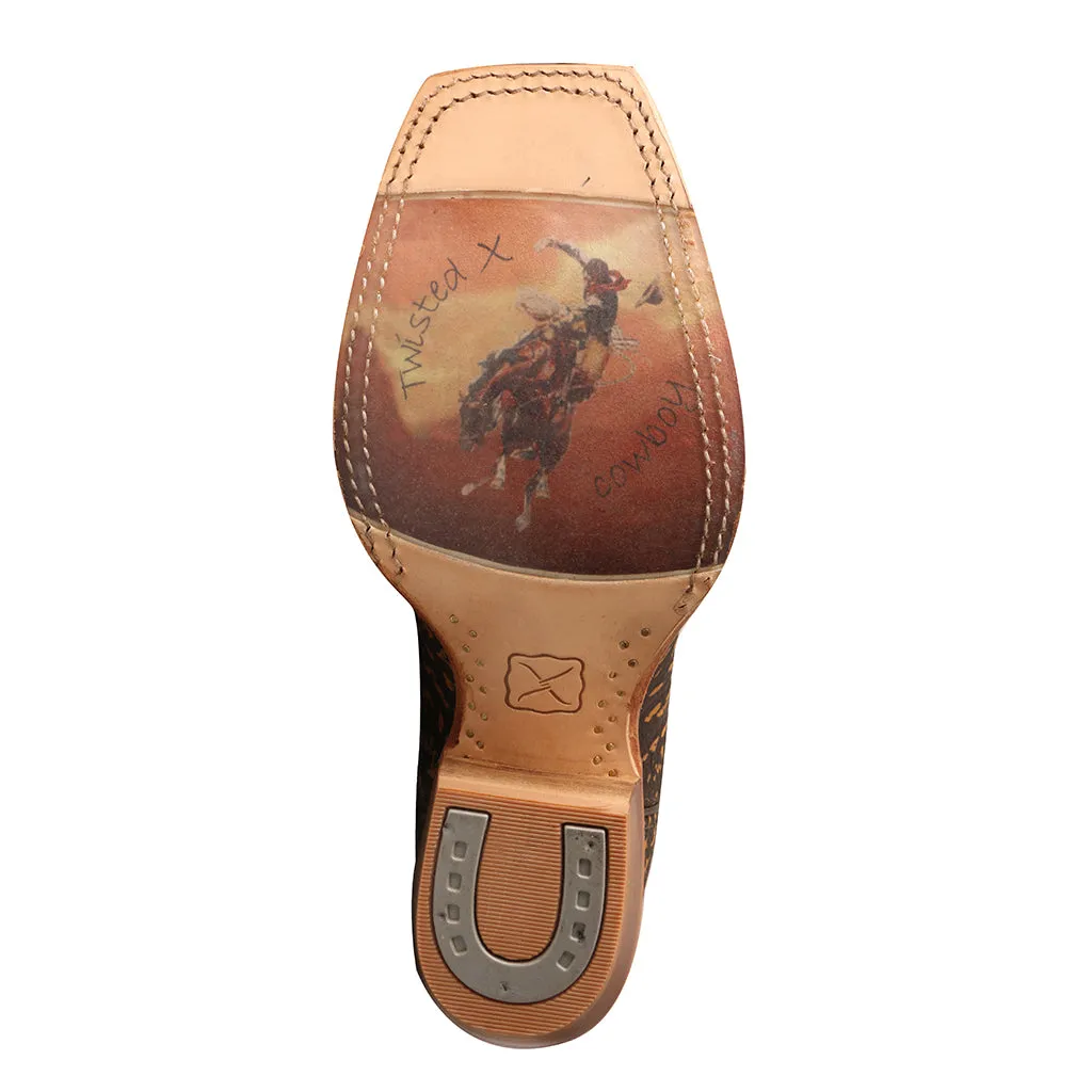 'Twisted X' Men's 16" Buckaroo Western - Roca Chocolate / Craquel Cafe