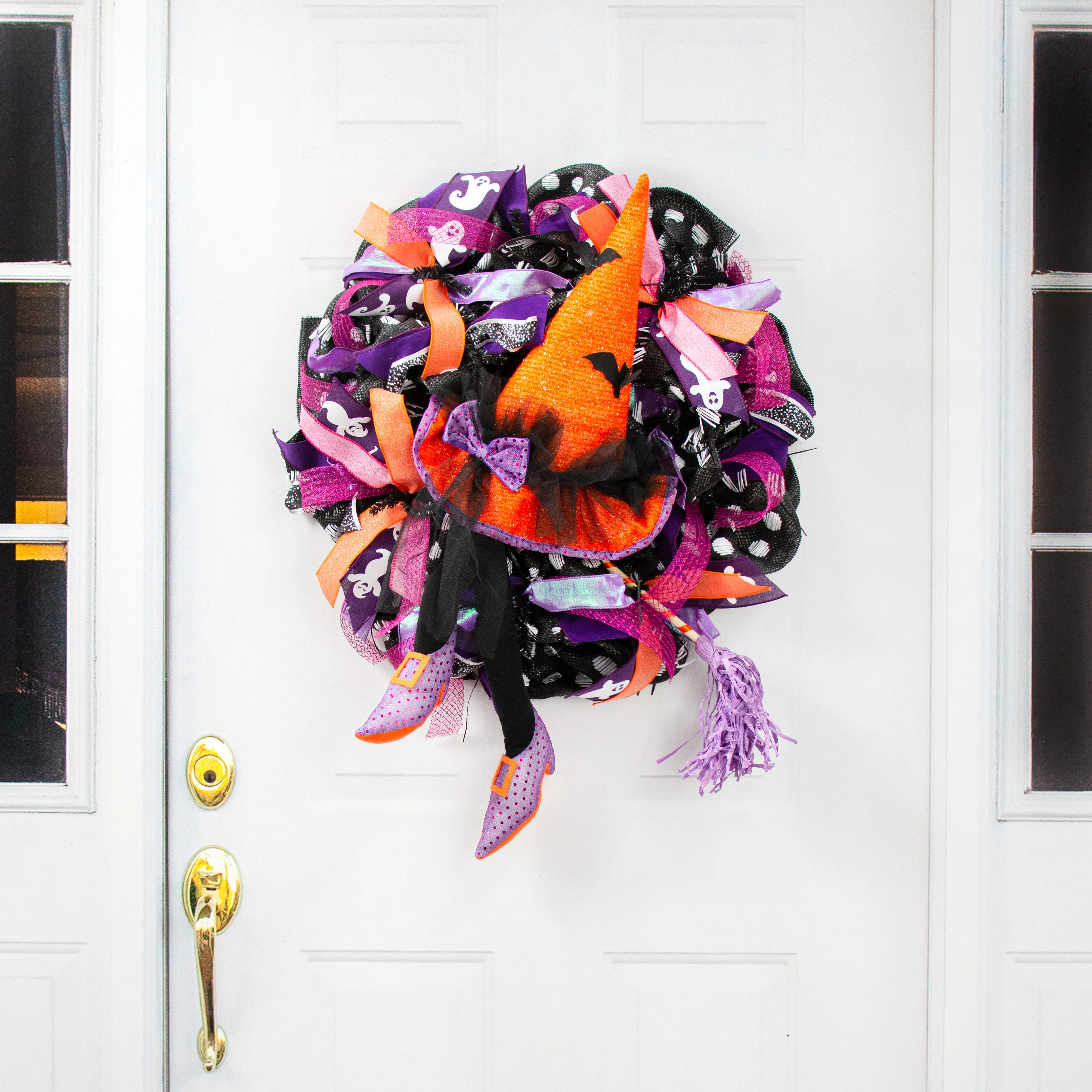 Witch Hat, Legs & Broom Wreath Accent Kit: Black, Orange & Purple