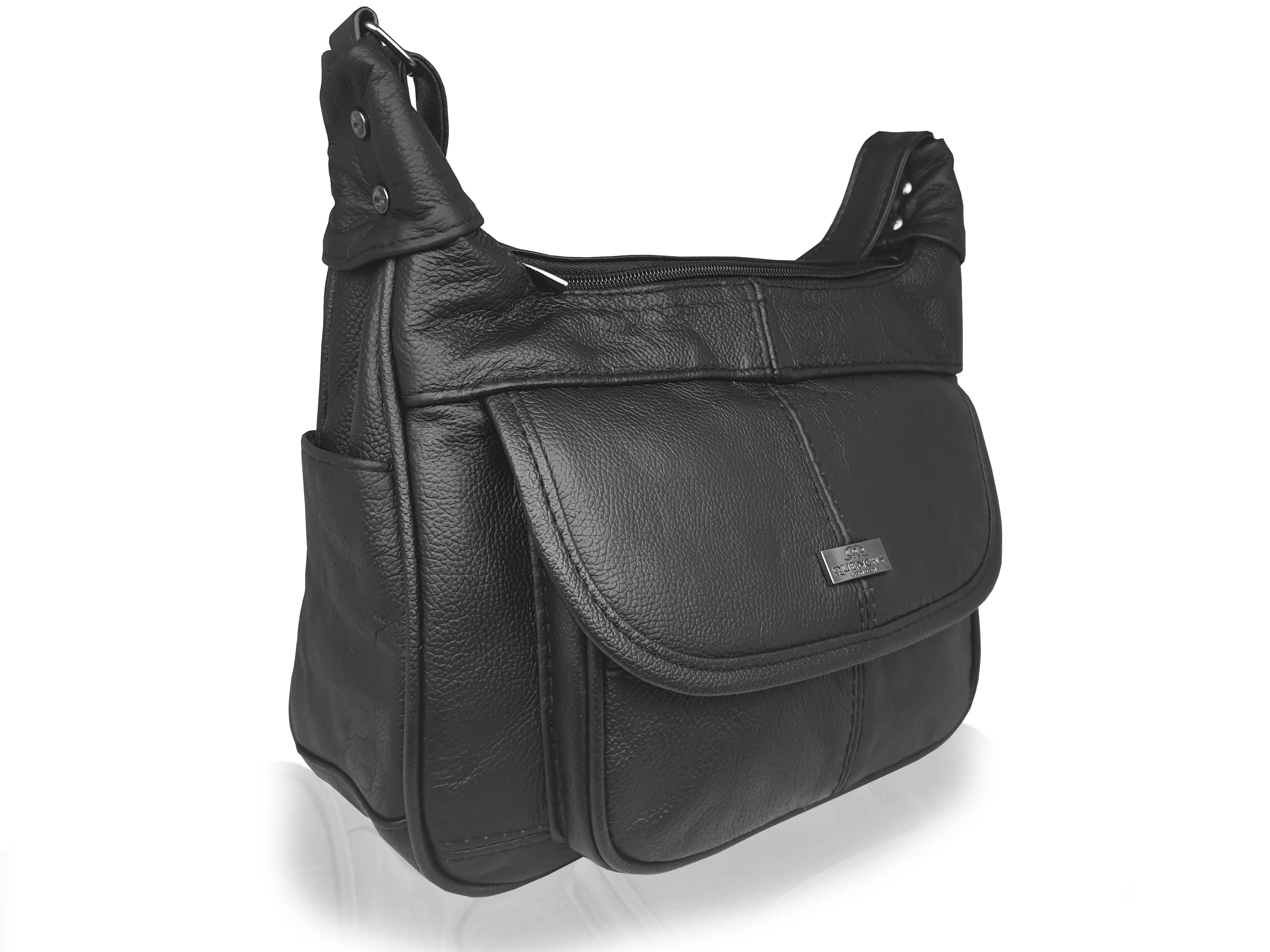 Women's Cross Body Black Handbag - Ladies Real Leather Shoulder Bag QL747