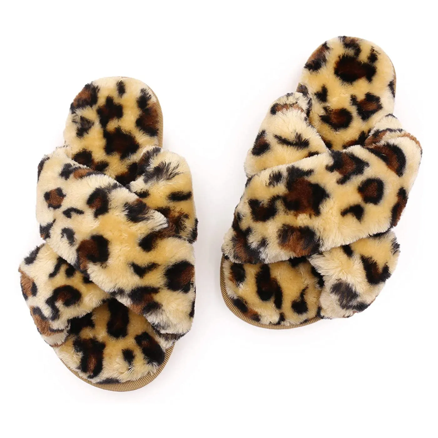 Women's Fuzzy Slippers（Brown Leopard）