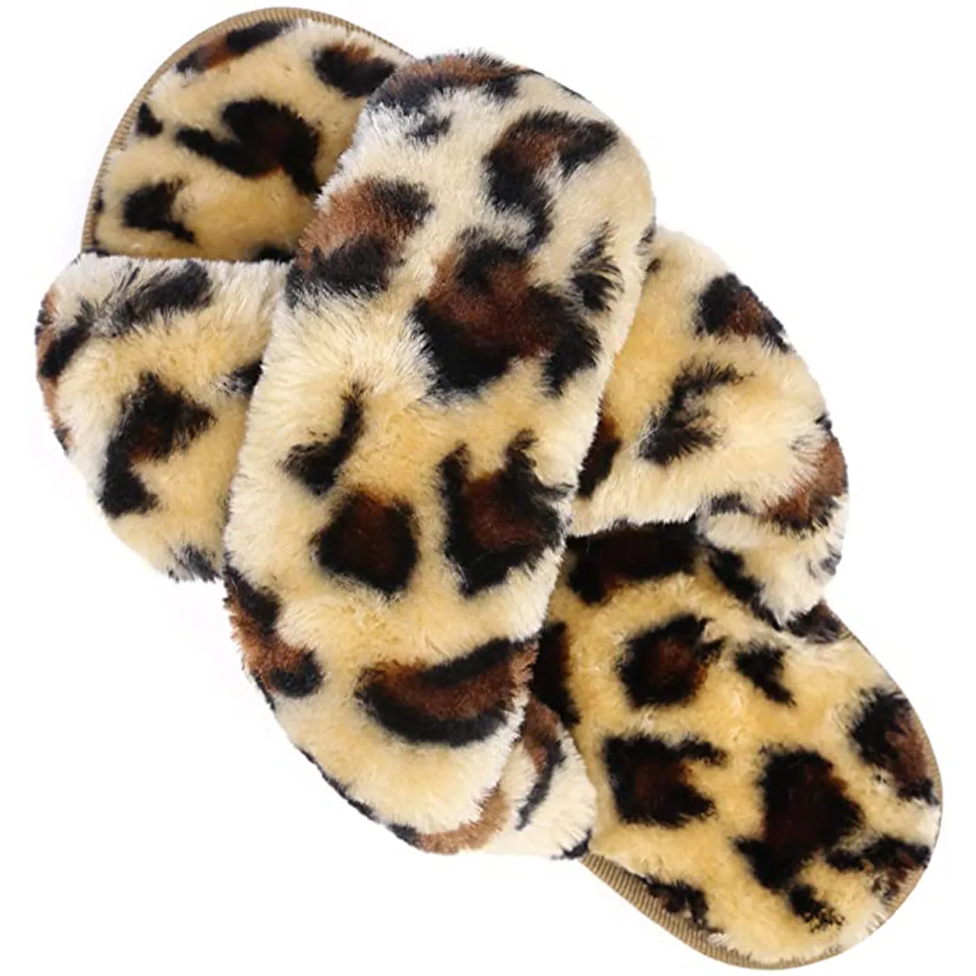 Women's Fuzzy Slippers（Brown Leopard）