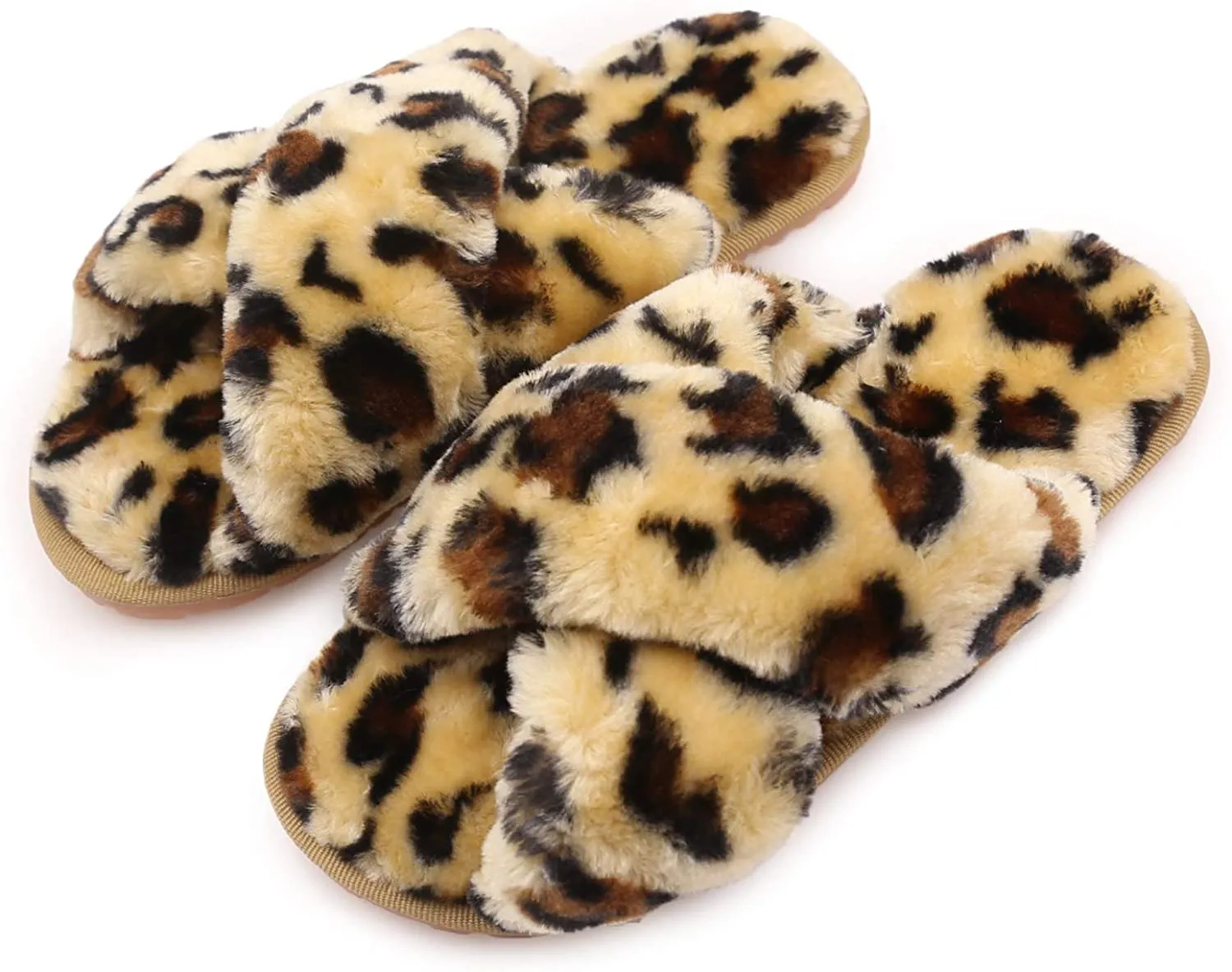 Women's Fuzzy Slippers（Brown Leopard）