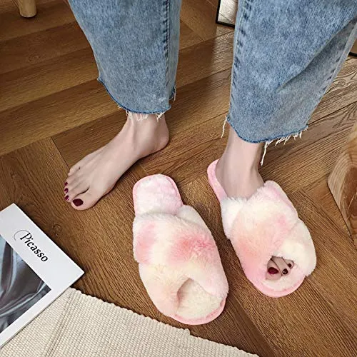 Women's Fuzzy Slippers（Gradient Pink）
