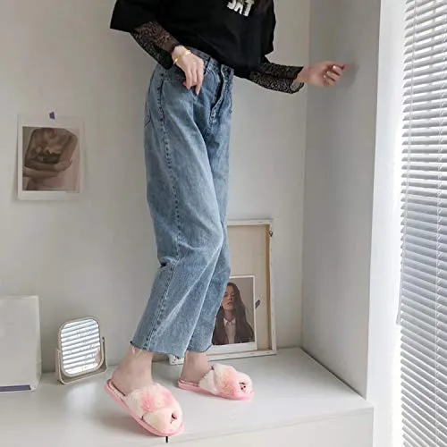 Women's Fuzzy Slippers（Gradient Pink）