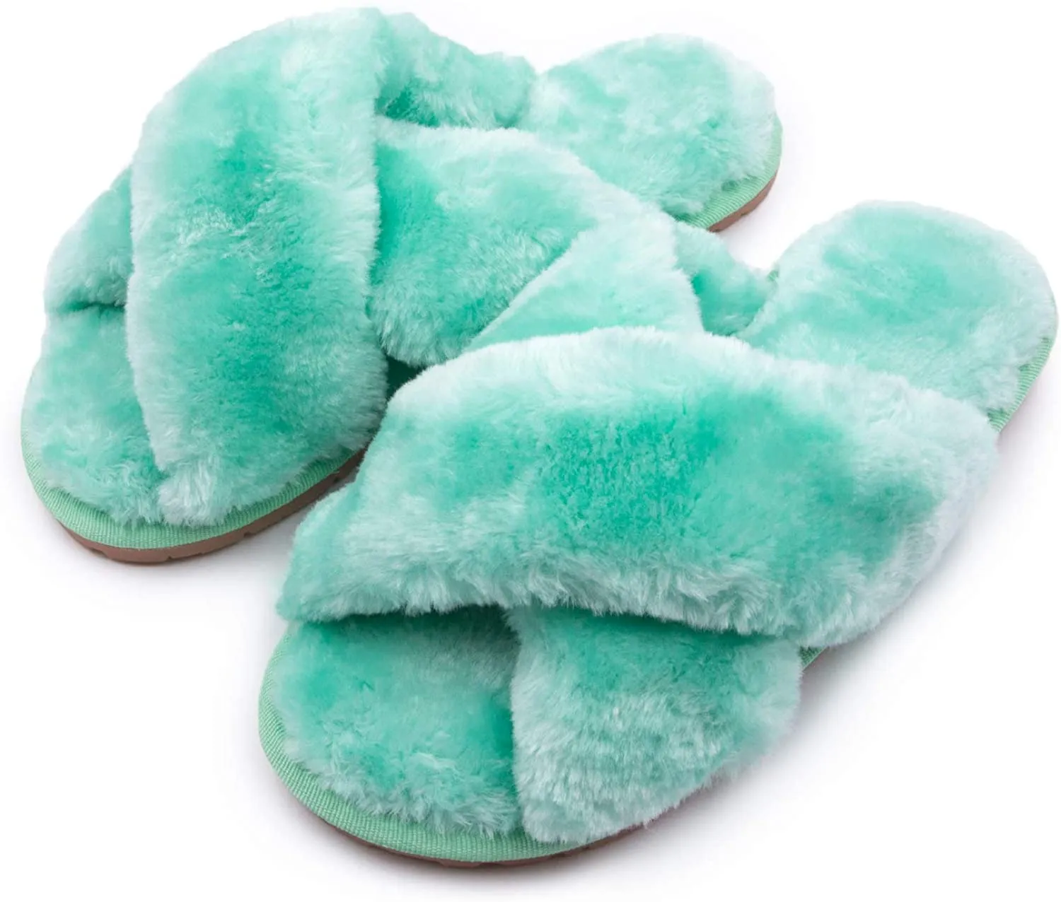 Women's Fuzzy Slippers（Mint Green）
