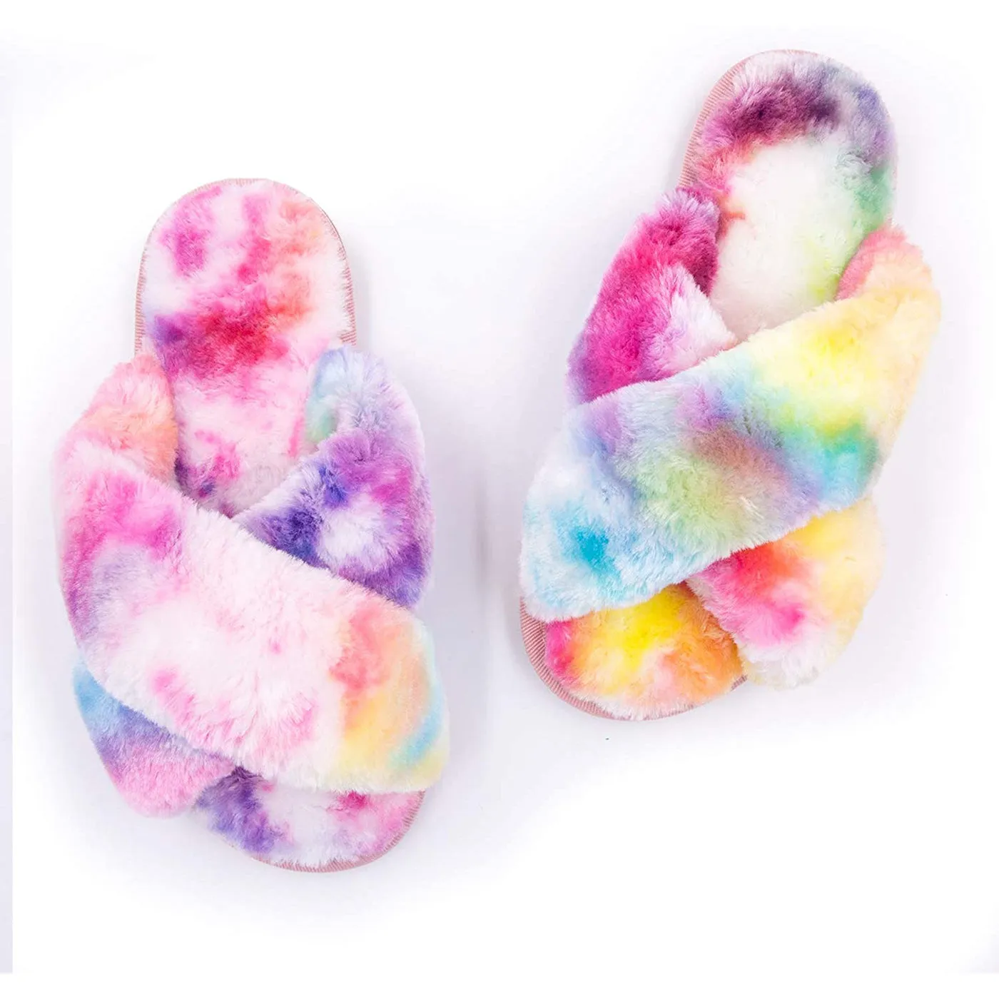 Women's Fuzzy Slippers（Rainbow）