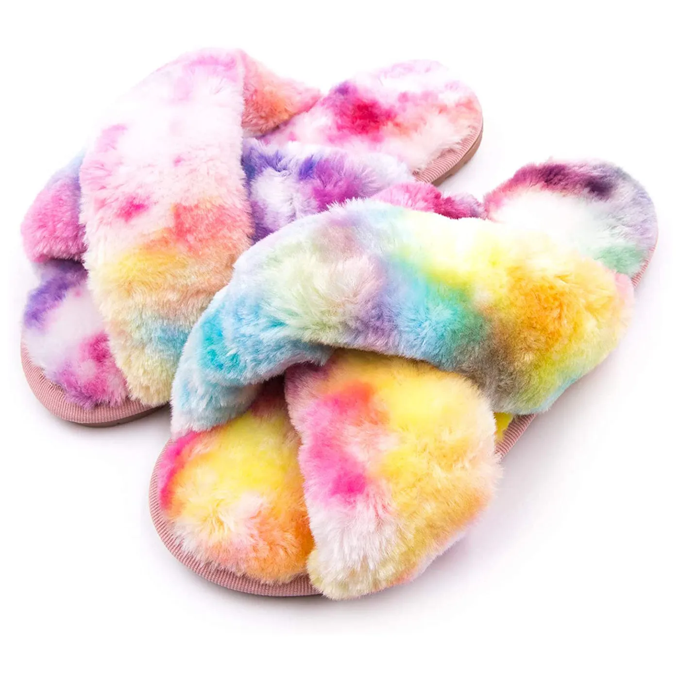 Women's Fuzzy Slippers（Rainbow）