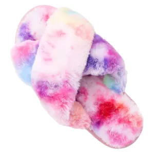 Women's Fuzzy Slippers（Rainbow）
