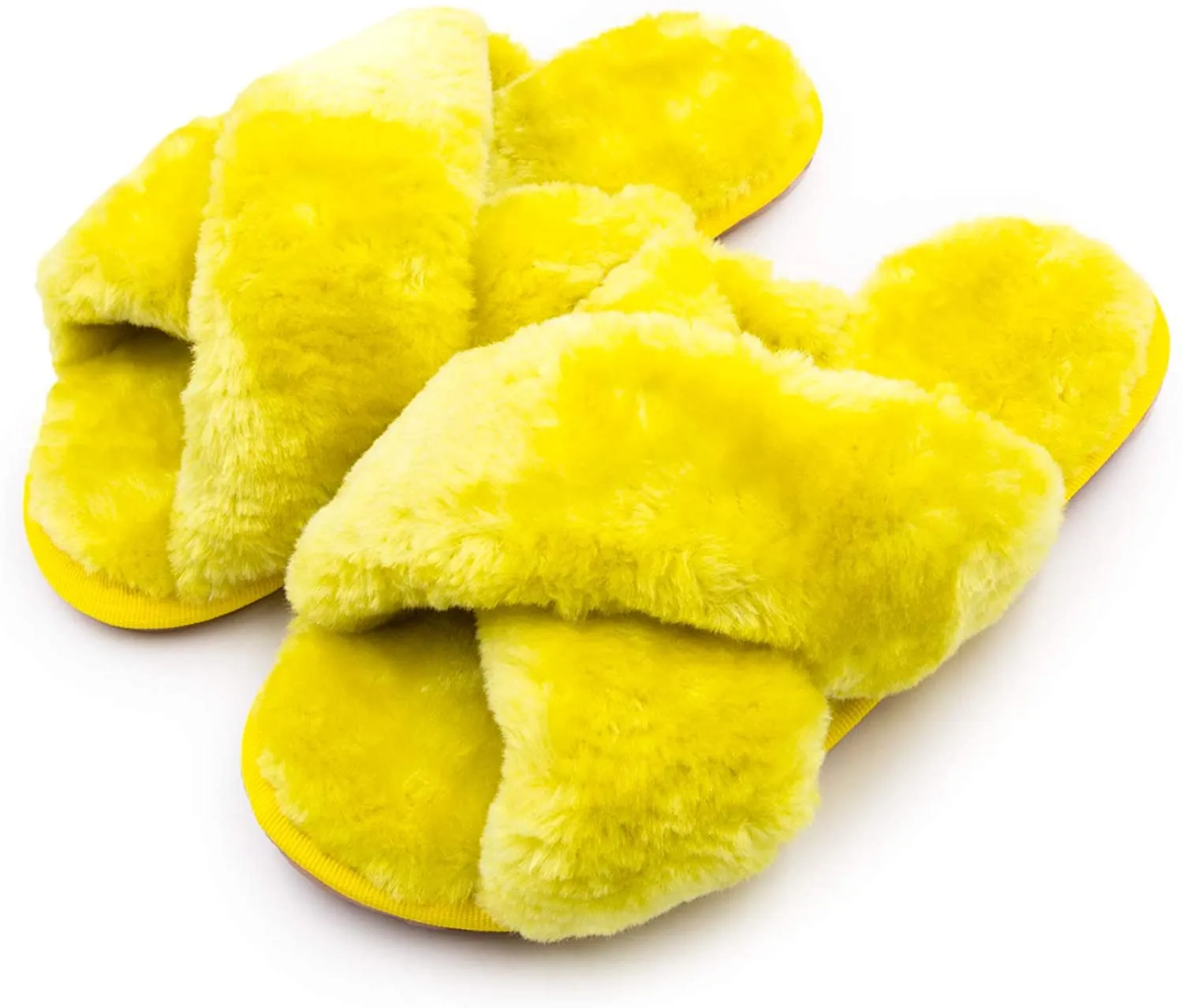 Women's Fuzzy Slippers（Yellow）