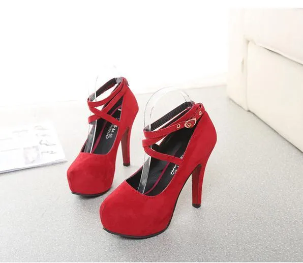 Women’s Platform High Heels – Super High Ankle Strap Pumps