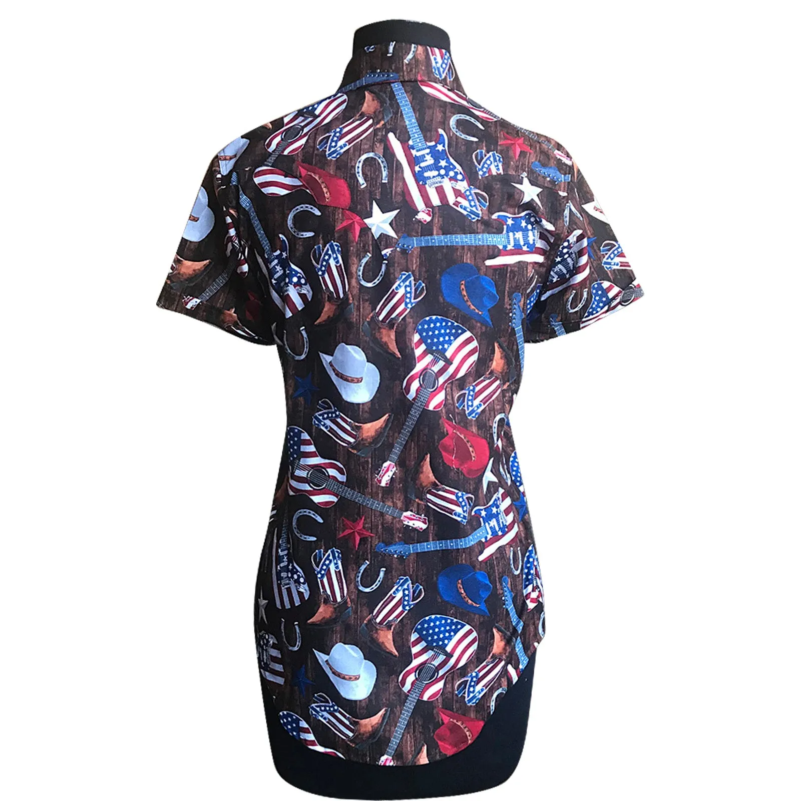 Women’s Short Sleeve Americana Print Western Shirt