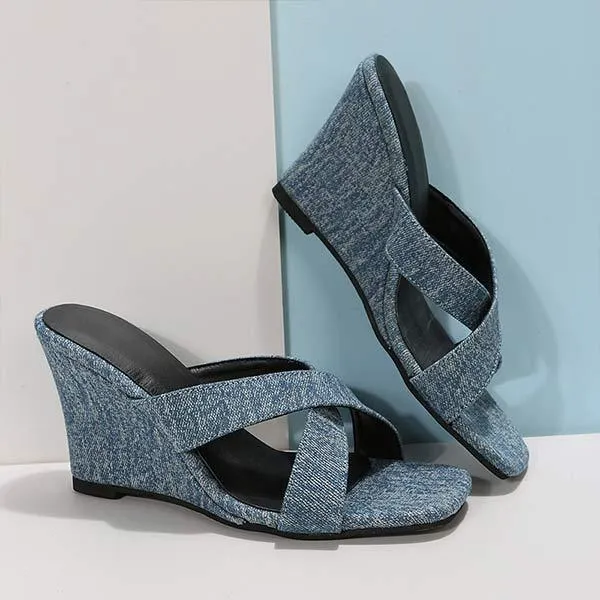 Women'S Wedge Cross Comfort Slippers 31862470C