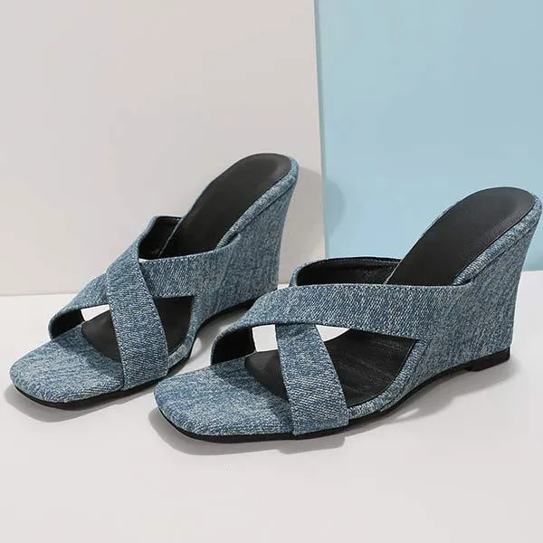 Women'S Wedge Cross Comfort Slippers 31862470C