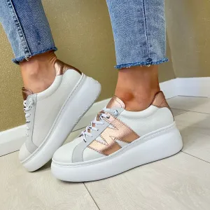 Wonders Off White/White/Copper Bungee Lace Slip-On Trainer A-2670