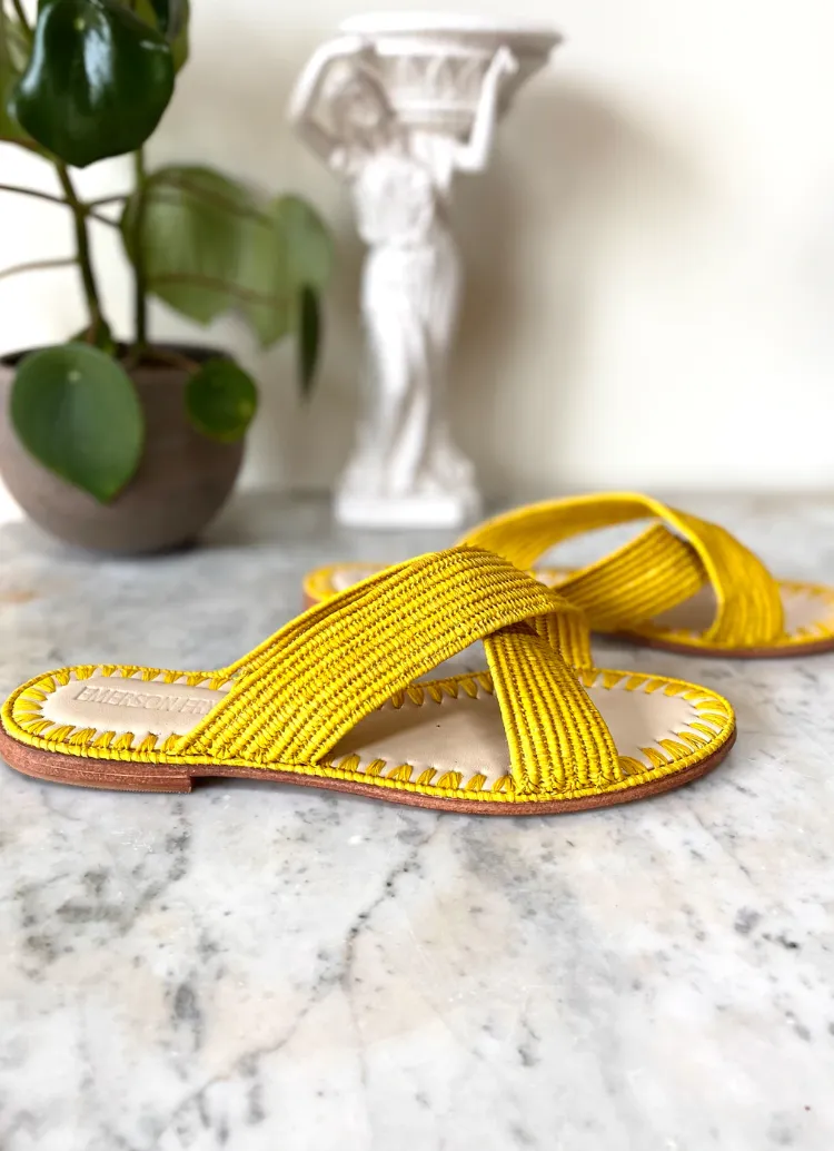 Woven Open Toe Slide - Sun Yellow by Emerson Fry