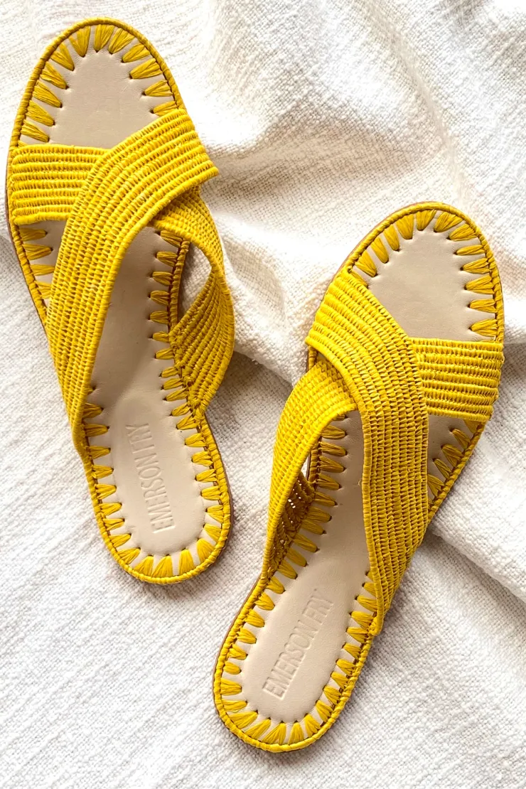 Woven Open Toe Slide - Sun Yellow by Emerson Fry