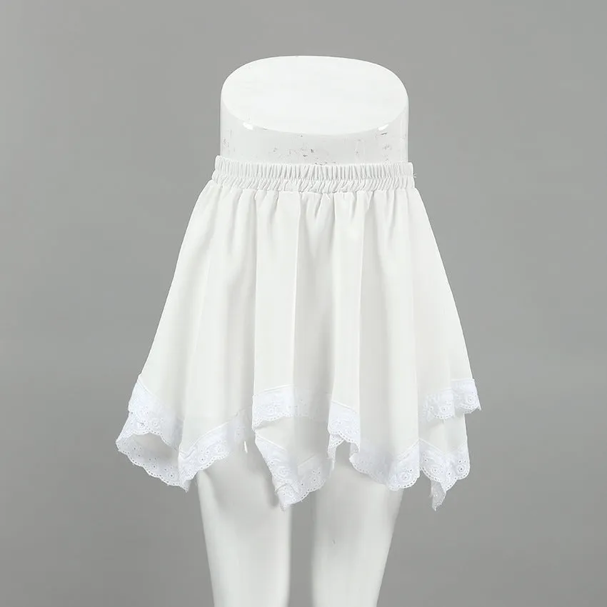 XAKXX White chiffon lace staggered design sense fashionable versatile spring and summer commuting skirt 2025 cross-border commuting skirt